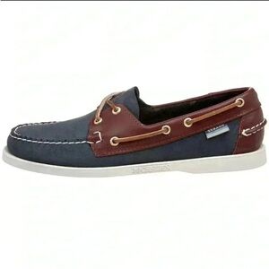 Sebago Docksides Boat Shoes Size 6 Topsiders Nubuck Leather Nautical Preppy blue